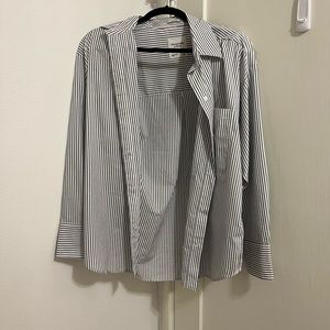 oversized long sleeve performance button up shirt